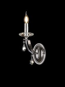 Alea Wall Lamp 1 Light E14, Polished Chrome/Satin Nickel/Clear Crystal