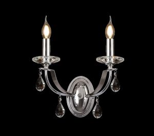 Alea Wall Lamp 2 Light E14, Polished Chrome/Satin Nickel/Clear Crystal