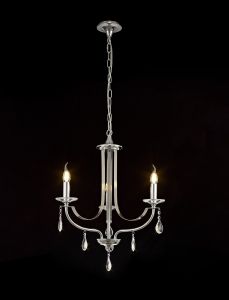 Alea Pendant 3 Light E14 Polished Chrome/Satin Nickel/Clear Crystal