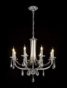 Alea 72cm Pendant 8 Light E14 Polished Chrome/Satin Nickel/Clear Crystal