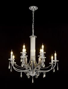 Alea 82cm Pendant 12 Light E14 Polished Chrome/Satin Nickel/Clear Crystal