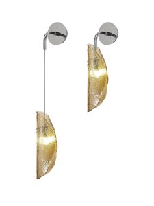 Alfonso Adjustable Wall Light, 1 x G9, Polished Chrome/Amber Glass