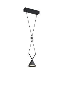 Ambra Pendant 1 Light, 1 x 3W LED, 3000K, 110lm, Sand Black/Grey, 3yrs Warranty