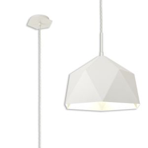 Aurora Single Pendant, 1 Light Adjustable E27, White/Silver Inner