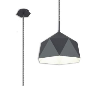 Aurora 38cm Single Pendant, 1 Light Adjustable E27, Graphite/White Inner