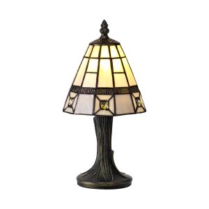 Bottarga Tiffany Table Lamp, 1 x E14, Cream/Grey/Clear Crystal Shade