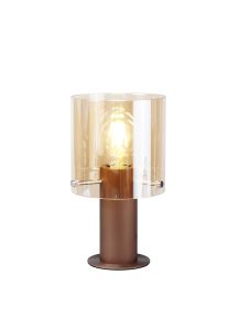 Nu Blok Table Lamp, 1 Light Table Lamp E27, Mocha/Amber Fade Glass