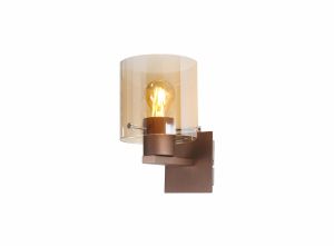 Nu Blok Wall Light, 1 Light Wall Light E27, Mocha/Amber Fade Glass