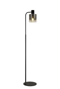 Brandroot Floor Lamp, 1 Light E27, Black / Smoke Fade Glass