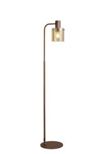 Brandroot Floor Lamp, 1 Light E27, Mocha / Amber Glass
