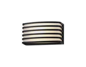 Calla Wall Lamp, 1 x E27, IP54, Matt Black/Opal PC Shade, 2yrs Warranty