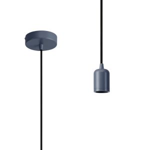 Briciole 10cm 1m 1 Light Pendant Cool Grey/Black Braided Cable, E27 Max 60W, c/w Ceiling Bracket