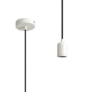 Briciole 1m Suspension Kit 1 Light White/Black Braided Cable, E27 Max 60W, c/w Ceiling Bracket & Deeper Shade Ring