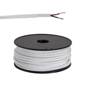 Briciole 25m Roll White Braided 2 Core 0.75mm Cable VDE Approved