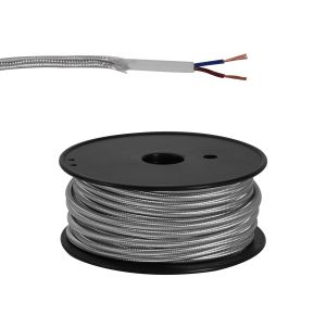 Briciole 25m Roll Silver Braided 2 Core 0.75mm Cable VDE Approved