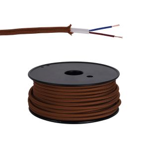 Briciole 25m Roll Dark Brown Braided 2 Core 0.75mm Cable VDE Approved