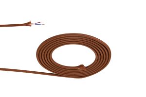 Briciole 1m Red Brown Braided 2 Core 0.75mm Cable VDE Approved (qty ordered will be supplied as one continuous length)
