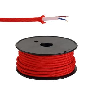 Briciole 25m Roll Red Braided 2 Core 0.75mm Cable VDE Approved