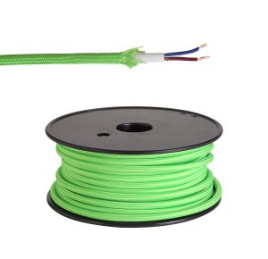 Briciole 25m Roll Lime Green Braided 2 Core 0.75mm Cable VDE Approved