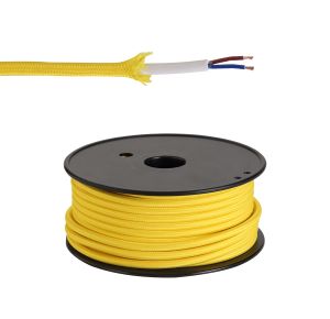 Briciole 25m Roll Yellow Braided 2 Core 0.75mm Cable VDE Approved