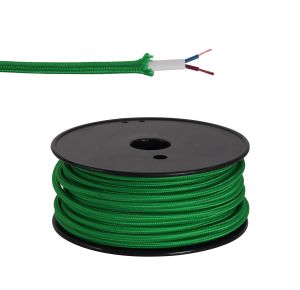 Briciole 25m Roll Bottle Green Braided 2 Core 0.75mm Cable VDE Approved
