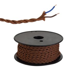 Briciole 25m Roll Red Brown Braided Twisted 2 Core 0.75mm Cable VDE Approved