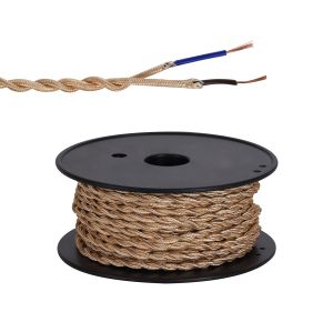 Briciole 25m Roll Rose Gold Braided Twisted 2 Core 0.75mm Cable VDE Approved