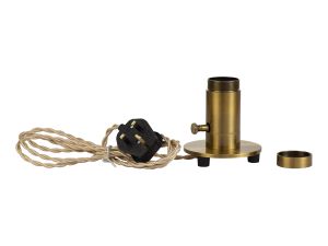 Briciole Table Lamp 1 Light Without Shade, Gilt Bronze With Pale Gold Braided Twisted Cable, E27 (Max 60W), Suitable For Shades & Cages