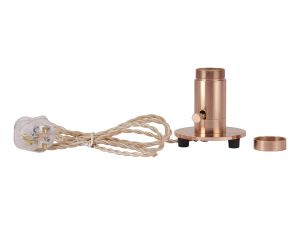 Briciole Table Lamp 1 Light Without Shade, Rose Gold With Rose Gold Braided Twisted Cable, E27 (Max 60W), Suitable For Shades & Cages