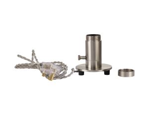 Briciole Table Lamp 1 Light Without Shade, Brushed Nickel With Silver Braided Twisted Cable, E27 (Max 60W), Suitable For Shades & Cages