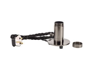 Briciole Table Lamp 1 Light Without Shade, Black Chrome With Black Braided Twisted Cable, E27 (Max 60W), Suitable For Shades & Cages
