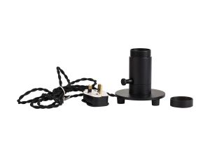 Briciole Table Lamp 1 Light Without Shade, Black With Black Braided Twisted Cable, E27 (Max 60W), Suitable For Shades & Cages