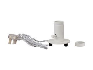 Briciole Table Lamp 1 Light Without Shade, White With White Braided Twisted Cable, E27 (Max 60W), Suitable For Shades & Cages