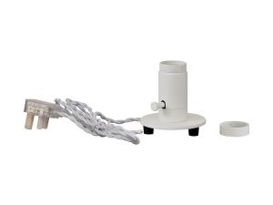 Briciole Table Lamp 1 Light, White With White Braided Twisted Cable, E27 (Max 60W), Suitable For Shades & Cages