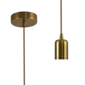 Briciole 10cm 2m 1 Light Pendant Gilt Bronze/Gold Braided Cable, E27 Max 60W, c/w Ceiling Bracket & Deeper Shade Ring