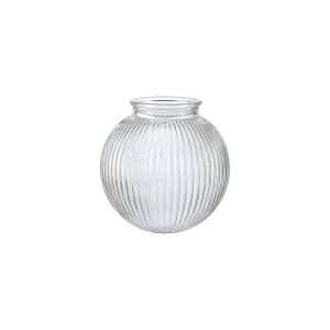 Briciole Sphere Ribbed 15cm Glass Shade (J), 88mm COLLAR REQUIRED, Clear