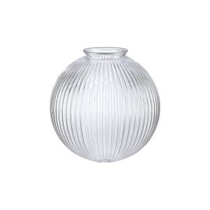 Briciole Sphere Ribbed 20cm Glass Shade (J), 100mm COLLAR REQUIRED, Clear