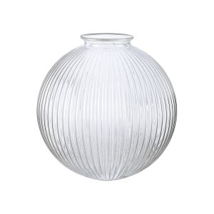 Briciole Sphere Ribbed 25cm Glass Shade (K), 100mm COLLAR REQUIRED,Clear