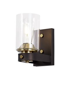 Weber Wall Lamp 1 Light E27, Brown Oxide/Bronze With Clear Glass Shades