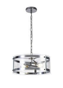 Bruschetta 35cm Pendant, 2 Light E27, Polished Chrome / Plain Clear (A) Glass