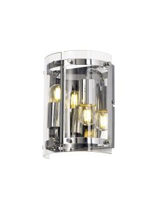 Bruschetta Wall Light, 2 Light E27, Polished Chrome / Plain Clear (A) Glass