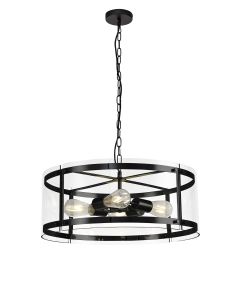 Bruschetta Pendant, 4 Light E27, Matt Black