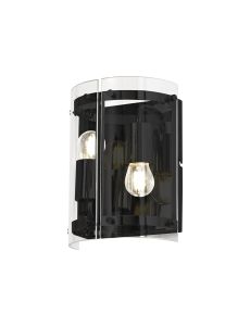 Bruschetta Wall Light, 2 Light E27, Matt Black / Plain Clear (A) Glass