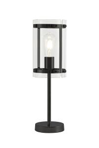 Bruschetta Table Lamp, 1 Light E27, Matt Black / Plain Clear (A) Glass