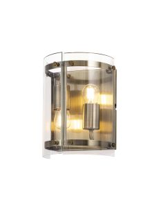 Bruschetta Wall Light, 2 Light E27, Antique Brass / Plain Clear (A) Glass