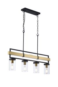 Tissino Pendant, 4 x E27, Satin Black/Satin Brass