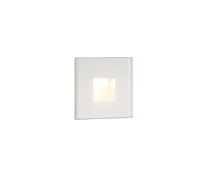 Cara Recessed Square Glass Fronted Wall Lamp, 1 x 1.8W LED, 3000K, 70lm, IP65, White, 3yrs Warranty