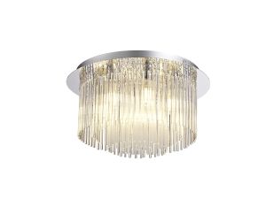 Carisma 35cm Flush Ceiling Light, 6 x G9, IP44, Polished Chrome/Clear Glass
