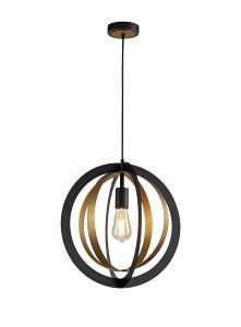 Carpaccio Pendant, 1 x E27, Black/Satin Gold