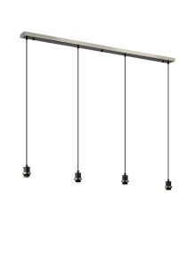Jestero 1.3m Linear Suspension (FRAME ONLY), 4 Light E14, Satin Nickel / Satin Black